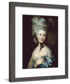 A Woman in Blue (Portrait of the Duchess of Beaufort)-Thomas Gainsborough-Framed Art Print