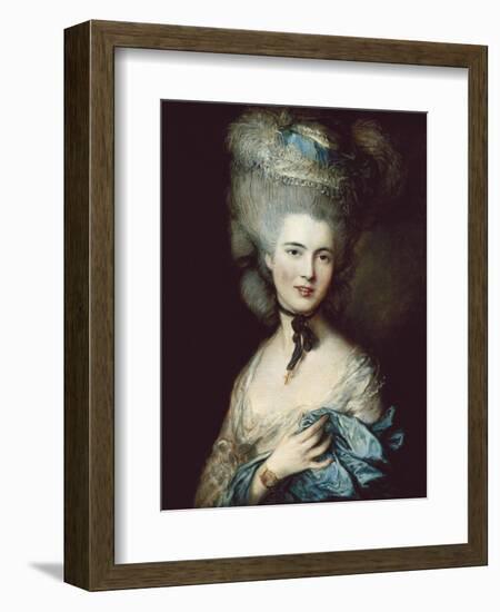 A Woman in Blue (Portrait of the Duchess of Beaufort)-Thomas Gainsborough-Framed Art Print