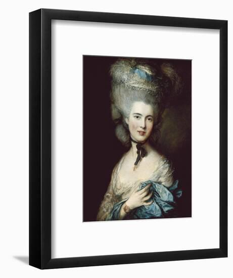 A Woman in Blue (Portrait of the Duchess of Beaufort)-Thomas Gainsborough-Framed Art Print