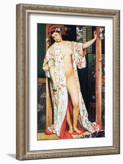 A Woman in Japan Bath-James Tissot-Framed Art Print