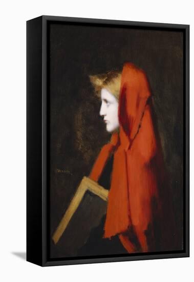 A Woman in Profile Holding a Book-Jean Jacques Henner-Framed Premier Image Canvas