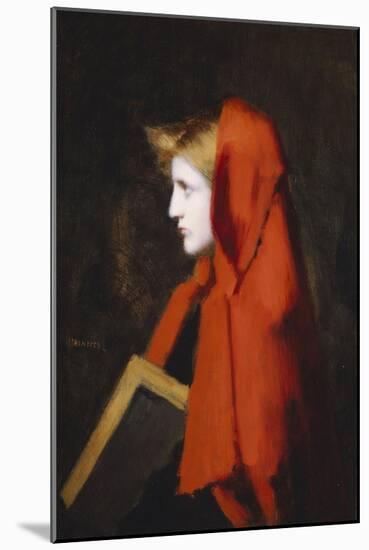 A Woman in Profile Holding a Book-Jean Jacques Henner-Mounted Giclee Print