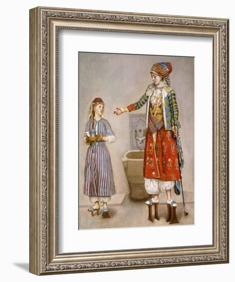 A Woman in Turkish Costume in a Hamam Instructing Her Servant-Jean-Etienne Liotard-Framed Giclee Print