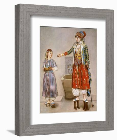 A Woman in Turkish Costume in a Hamam Instructing Her Servant-Jean-Etienne Liotard-Framed Giclee Print