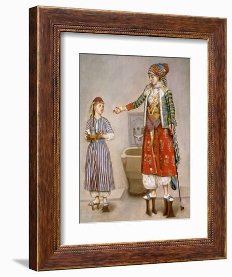 A Woman in Turkish Costume in a Hamam Instructing Her Servant-Jean-Etienne Liotard-Framed Giclee Print