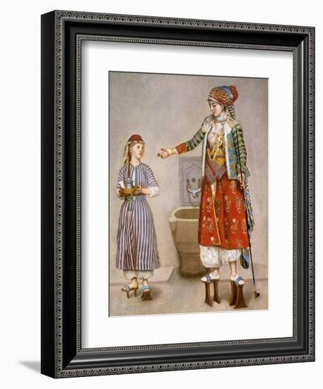 A Woman in Turkish Costume in a Hamam Instructing Her Servant-Jean-Etienne Liotard-Framed Giclee Print