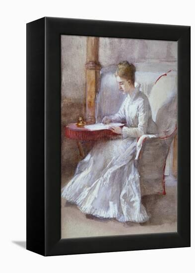 A Woman in White Writing at a Desk, C1864-1930-Anna Lea Merritt-Framed Premier Image Canvas