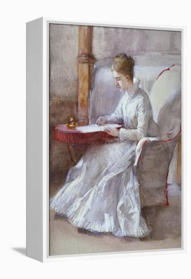 A Woman in White Writing at a Desk, C1864-1930-Anna Lea Merritt-Framed Premier Image Canvas