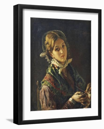 A Woman Knitting, 1872-Mose Bianchi-Framed Giclee Print