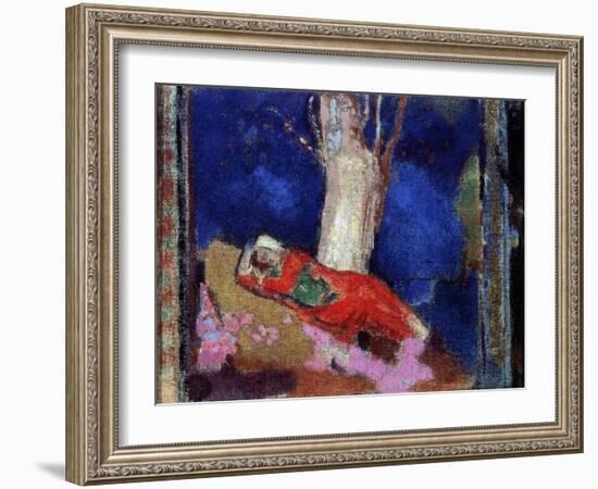 A Woman Lying under the Tree, 19th or Early 20th Century-Odilon Redon-Framed Giclee Print