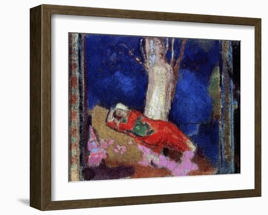 A Woman Lying under the Tree, 19th or Early 20th Century-Odilon Redon-Framed Giclee Print