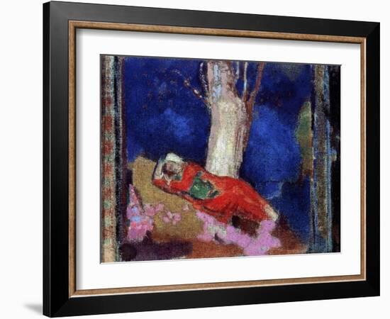 A Woman Lying under the Tree, 19th or Early 20th Century-Odilon Redon-Framed Giclee Print