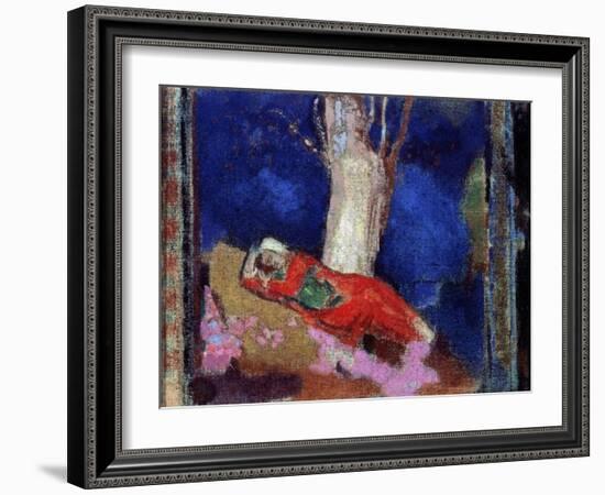 A Woman Lying under the Tree, 19th or Early 20th Century-Odilon Redon-Framed Giclee Print