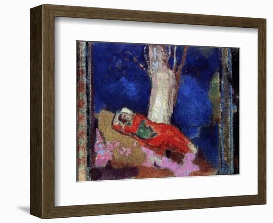 A Woman Lying under the Tree, 19th or Early 20th Century-Odilon Redon-Framed Giclee Print