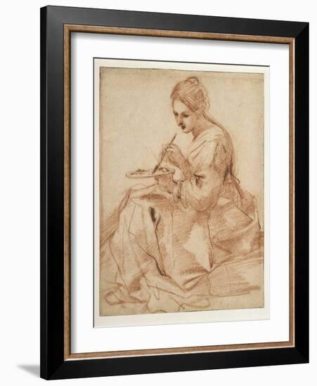 A Woman Painting (An Allegory of Painting)-Guercino-Framed Giclee Print