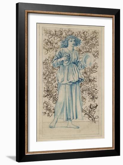 A Woman Playing Cymbals (Pen with Blue and Brown Ink and Watercolour on Discoloured Pale Buff Paper-William Morris-Framed Giclee Print