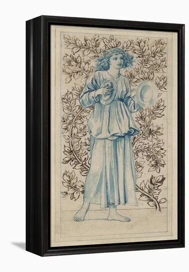 A Woman Playing Cymbals (Pen with Blue and Brown Ink and Watercolour on Discoloured Pale Buff Paper-William Morris-Framed Premier Image Canvas