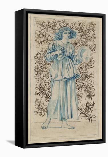 A Woman Playing Cymbals (Pen with Blue and Brown Ink and Watercolour on Discoloured Pale Buff Paper-William Morris-Framed Premier Image Canvas