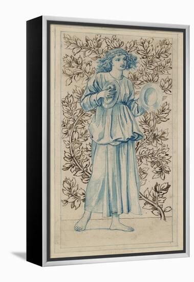 A Woman Playing Cymbals (Pen with Blue and Brown Ink and Watercolour on Discoloured Pale Buff Paper-William Morris-Framed Premier Image Canvas