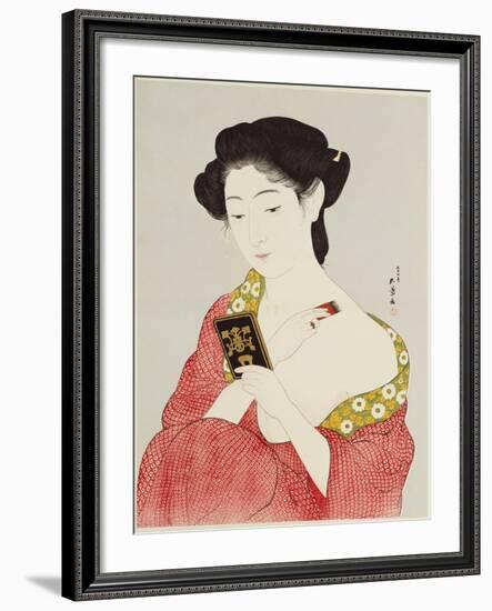 A Woman Powdering Her Neck-Ioki Bunsai-Framed Giclee Print