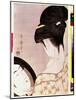 A Woman Powering Her Neck with Shade Japanese Print by Utamaro Kitagawa (1753-1806) - Sun 0,37X0,22-Kitagawa Utamaro-Mounted Giclee Print