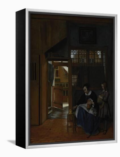 A Woman Preparing Bread and Butter for a Boy, c.1660-3-Pieter de Hooch-Framed Premier Image Canvas