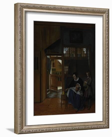 A Woman Preparing Bread and Butter for a Boy, c.1660-3-Pieter de Hooch-Framed Giclee Print