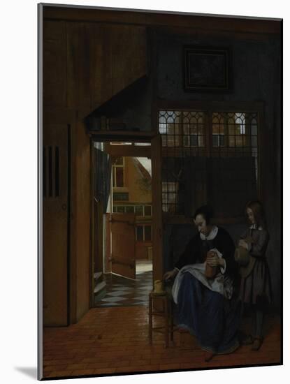 A Woman Preparing Bread and Butter for a Boy, c.1660-3-Pieter de Hooch-Mounted Giclee Print