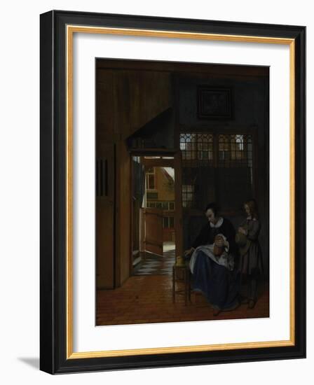 A Woman Preparing Bread and Butter for a Boy, c.1660-3-Pieter de Hooch-Framed Giclee Print