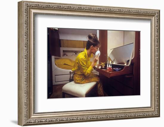 A Woman Putting on Some Make Up in a Boat Cabin-Walter Mori-Framed Photographic Print