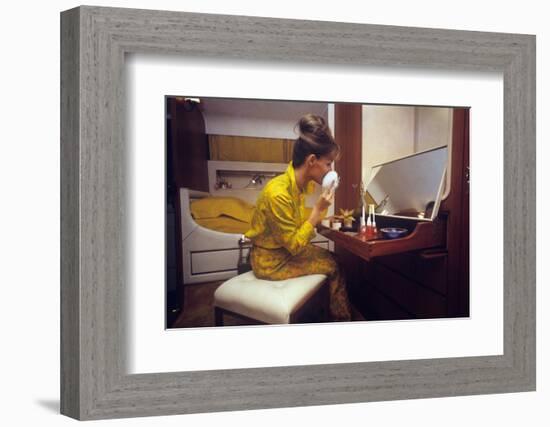 A Woman Putting on Some Make Up in a Boat Cabin-Walter Mori-Framed Photographic Print