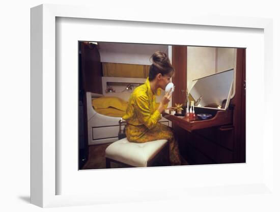 A Woman Putting on Some Make Up in a Boat Cabin-Walter Mori-Framed Photographic Print