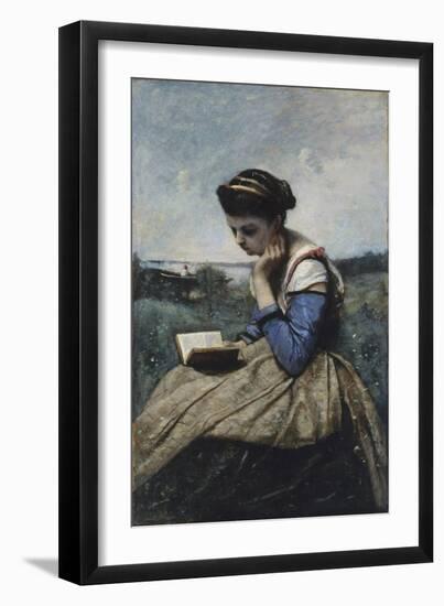 A Woman Reading, 1869-70-Jean-Baptiste-Camille Corot-Framed Giclee Print