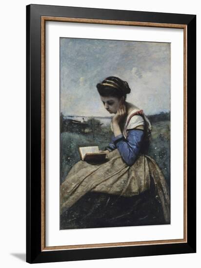 A Woman Reading, 1869-70-Jean-Baptiste-Camille Corot-Framed Giclee Print