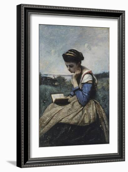 A Woman Reading, 1869-70-Jean-Baptiste-Camille Corot-Framed Giclee Print