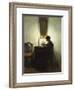 A Woman Reading by Candlelight in an Interior-Peter Ilsted-Framed Giclee Print
