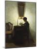 A Woman Reading by Candlelight in an Interior-Peter Ilsted-Mounted Giclee Print