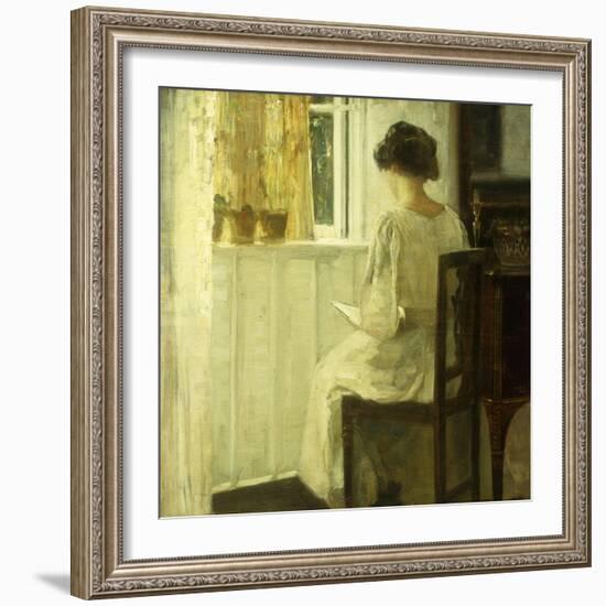 A Woman Reading in a Sunlit Interior-Carl Holsoe-Framed Giclee Print