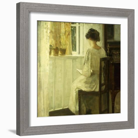 A Woman Reading in a Sunlit Interior-Carl Holsoe-Framed Giclee Print