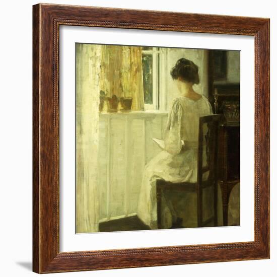 A Woman Reading in a Sunlit Interior-Carl Holsoe-Framed Giclee Print