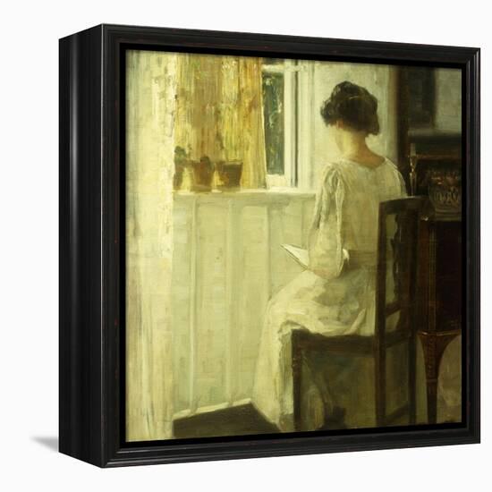 A Woman Reading in a Sunlit Interior-Carl Holsoe-Framed Premier Image Canvas