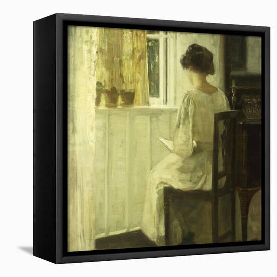 A Woman Reading in a Sunlit Interior-Carl Holsoe-Framed Premier Image Canvas
