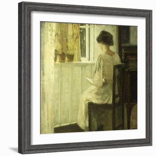 A Woman Reading in a Sunlit Interior-Carl Holsoe-Framed Giclee Print