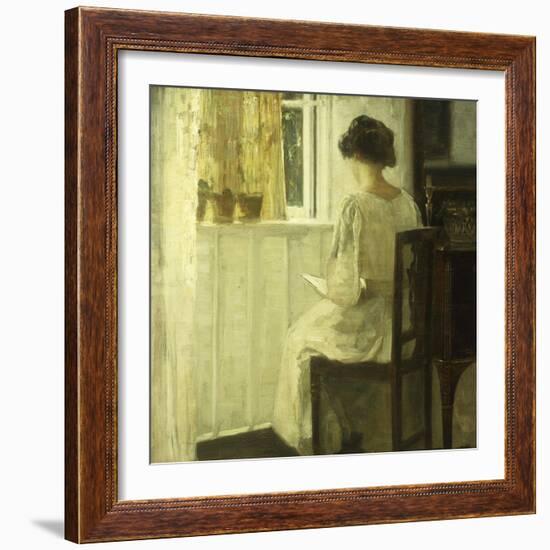 A Woman Reading in a Sunlit Interior-Carl Holsoe-Framed Giclee Print