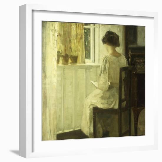 A Woman Reading in a Sunlit Interior-Carl Holsoe-Framed Giclee Print