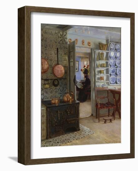 A Woman Reading in an Interior-Adolf Heinrich Hansen-Framed Giclee Print