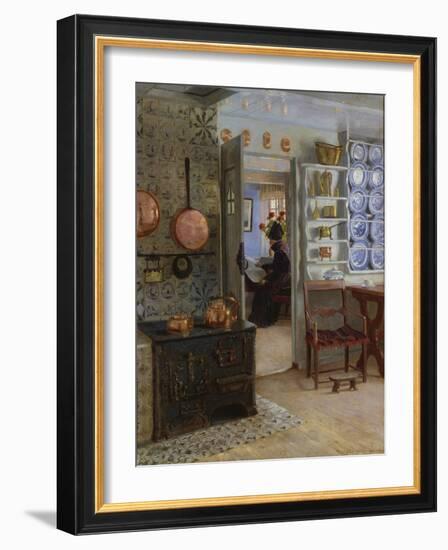 A Woman Reading in an Interior-Adolf Heinrich Hansen-Framed Giclee Print