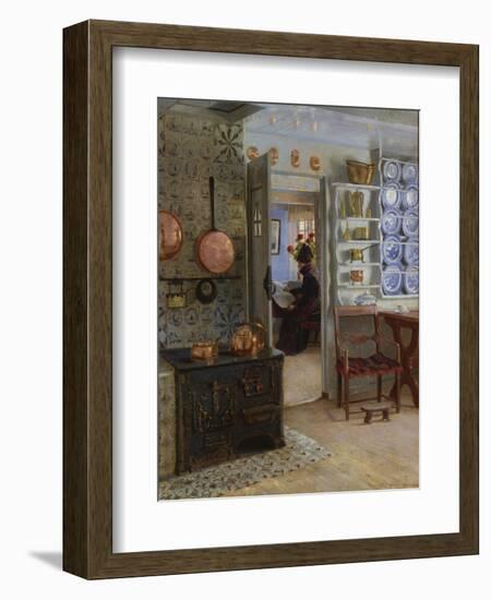 A Woman Reading in an Interior-Adolf Heinrich Hansen-Framed Giclee Print