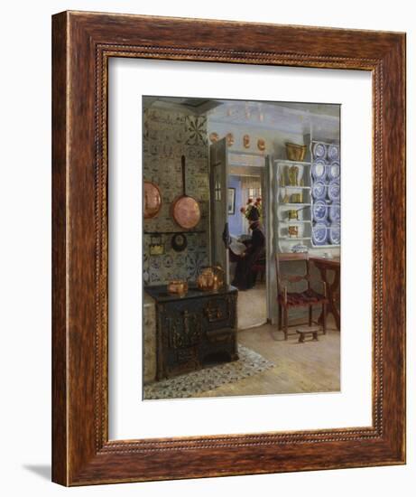 A Woman Reading in an Interior-Adolf Heinrich Hansen-Framed Giclee Print