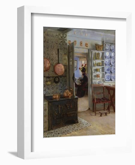 A Woman Reading in an Interior-Adolf Heinrich Hansen-Framed Giclee Print